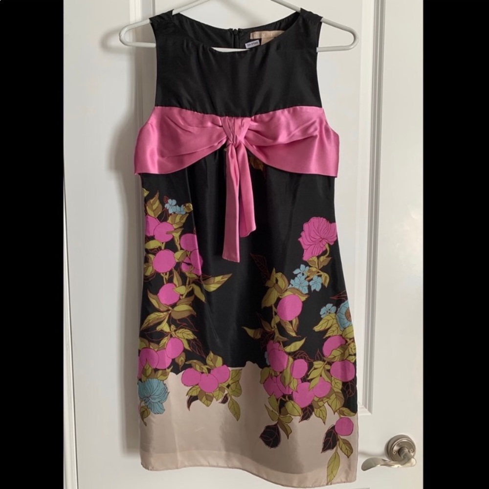 Hype black, pink and floral silk dress. Sz 4